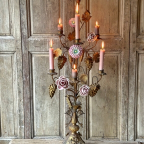 Candelabra with pastel flowers 