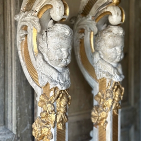 Architectural ornament with putti head