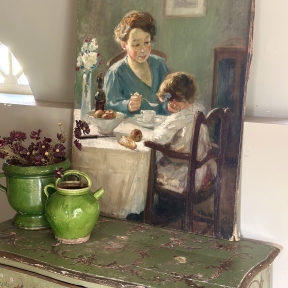 Mama en kind schilderij
