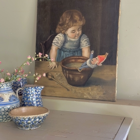 Girl with harlequin portrait 