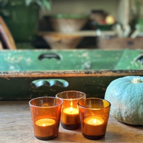 3 French candle glasses 